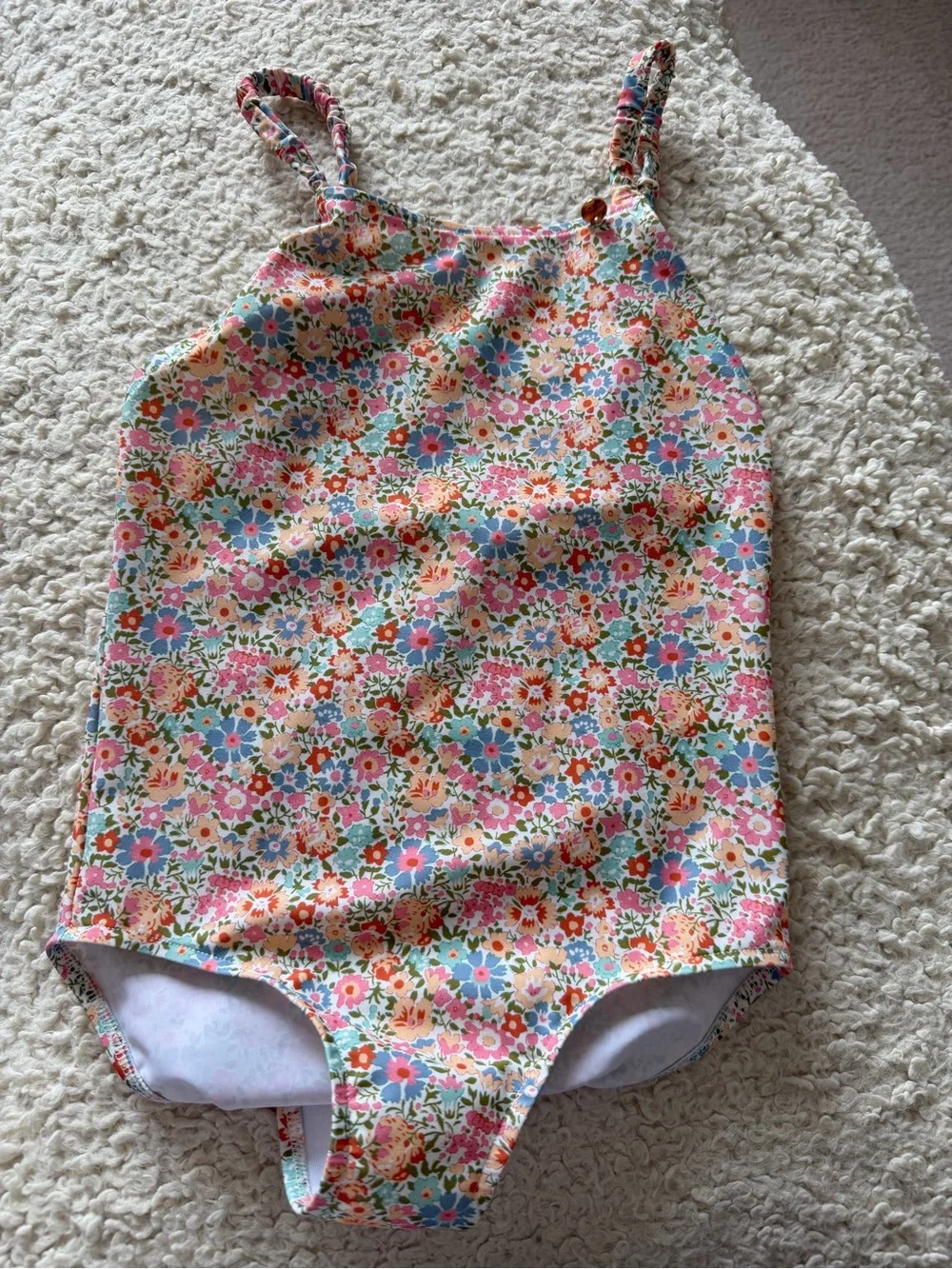 Bonpoint Floral One-Piece Girls Swimsuit - Pink, Blue, Green